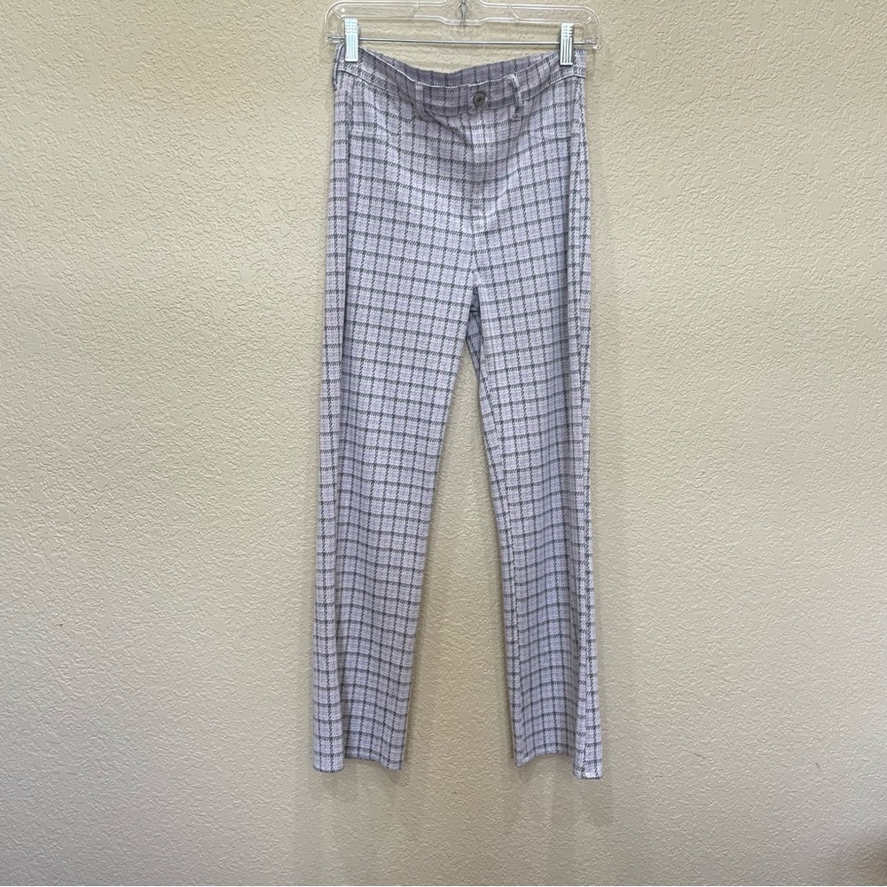 American Eagle Light Purple / Grey Plaid Kick Crop Stretch Pants Y2K Academia